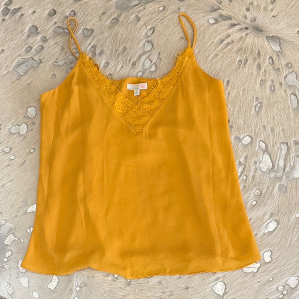 Yellow Lace Trim Cami Top